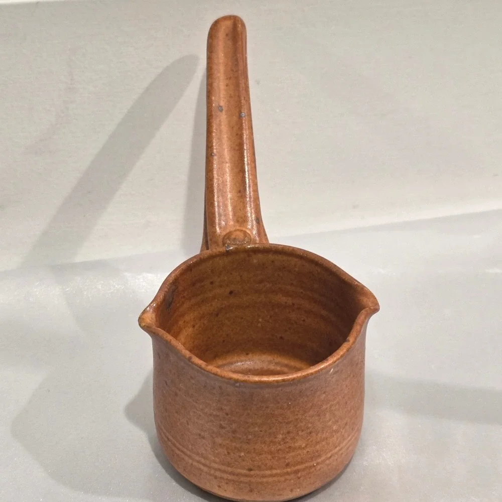 Flame 2007 Studio Pottery Ceramic Pot Syrup Butter Warmer Rustic Farm Home Decor